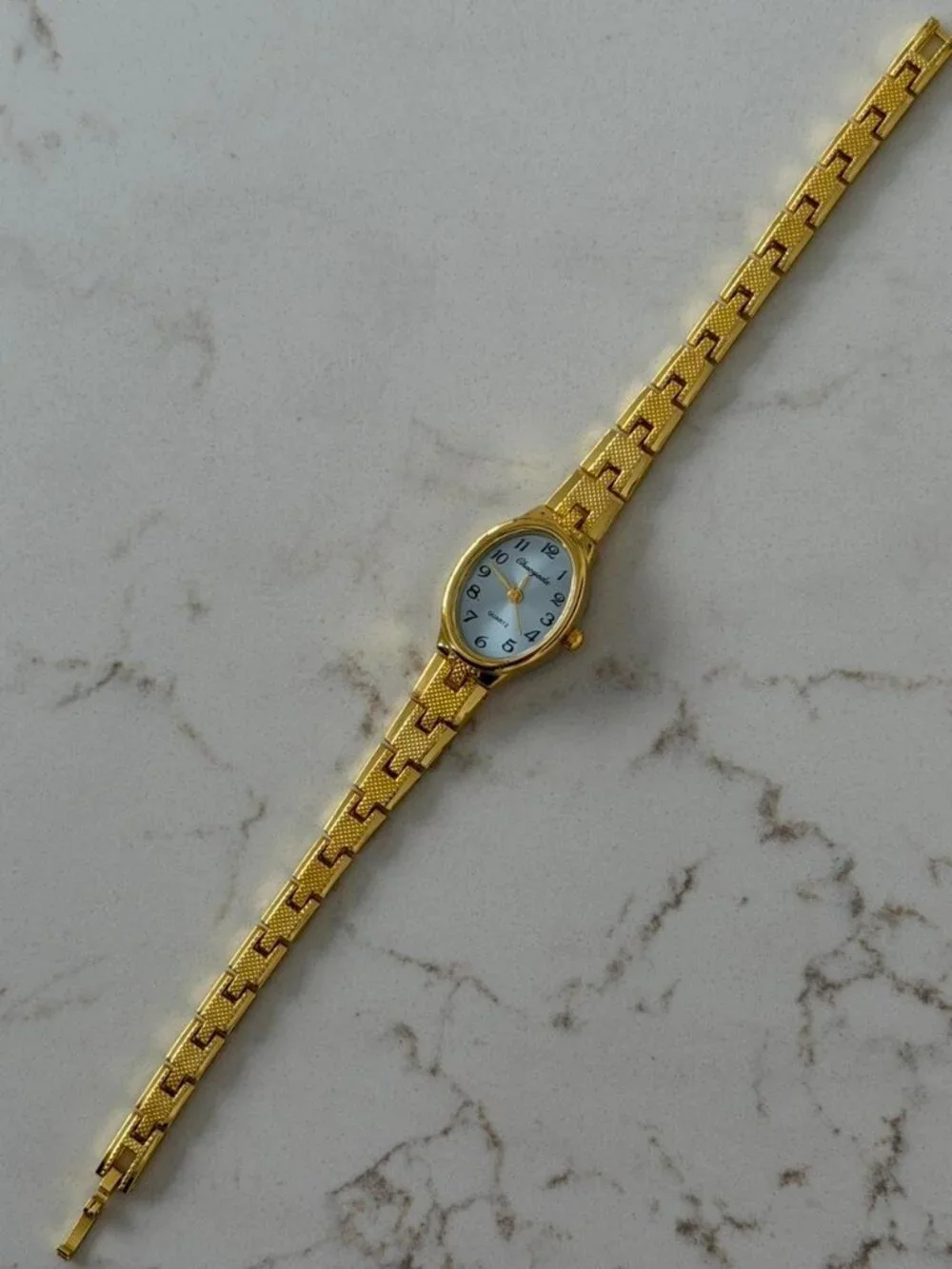 Sku0508 Retro Gold Blue dial Women Oval Watch Bracelet Stainless steel+gift bag